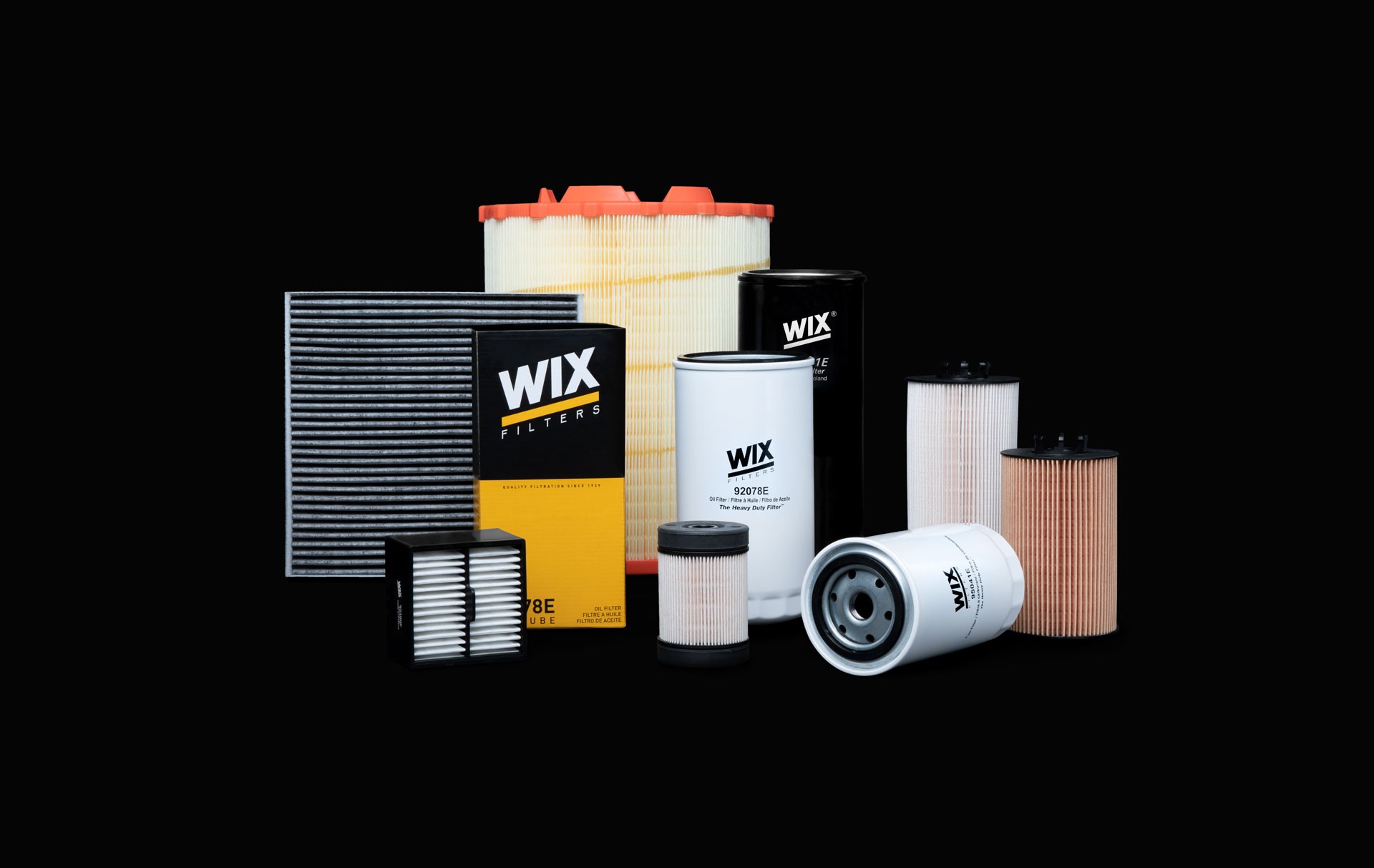 WIX Filters lineup including oil, air, cabin, and fuel filters stocked at Holmes Auto Supply in Decatur, TX